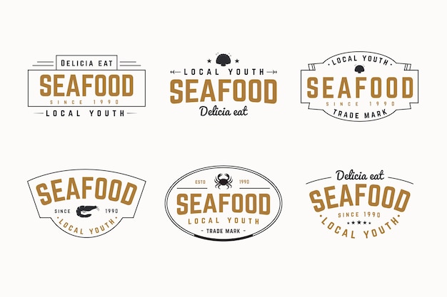 Restaurant retro logo set