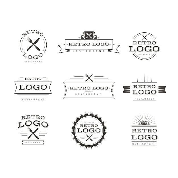 Free Vector restaurant retro logo templates collection