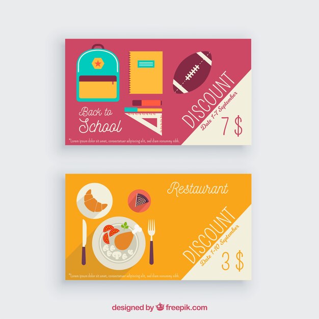 Restaurant and school materials loyalty card template