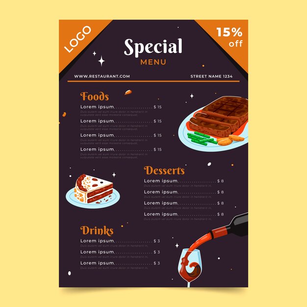 Restaurant special menu template