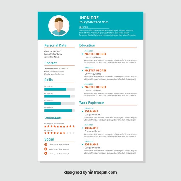 Resume template with graphs