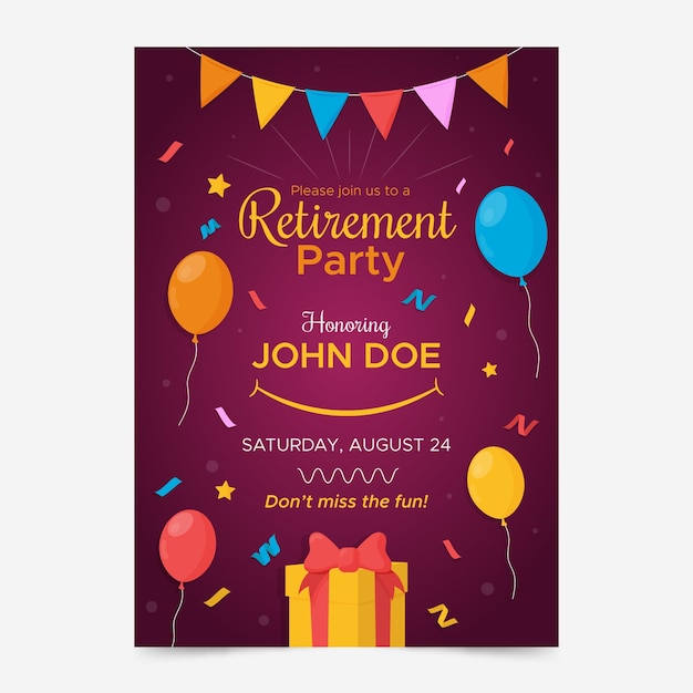 Retirement greeting card template