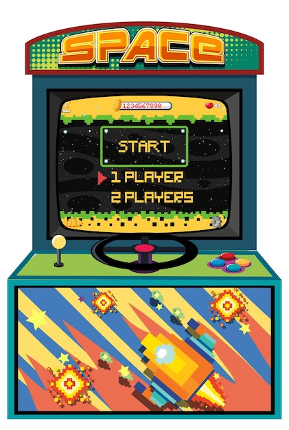 Free Vector retro arcade cabinet isolated on white background