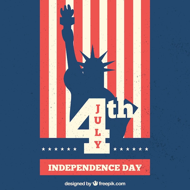 Free Vector retro background with statue of liberty for independence day