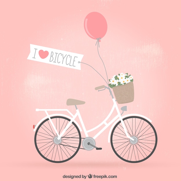 Free Vector retro bicycle with flowers