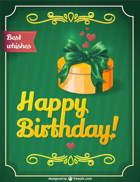 Free Vector retro birthday gift card design