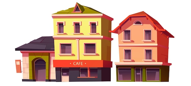 Free vector retro buildings, town or city vintage houses.