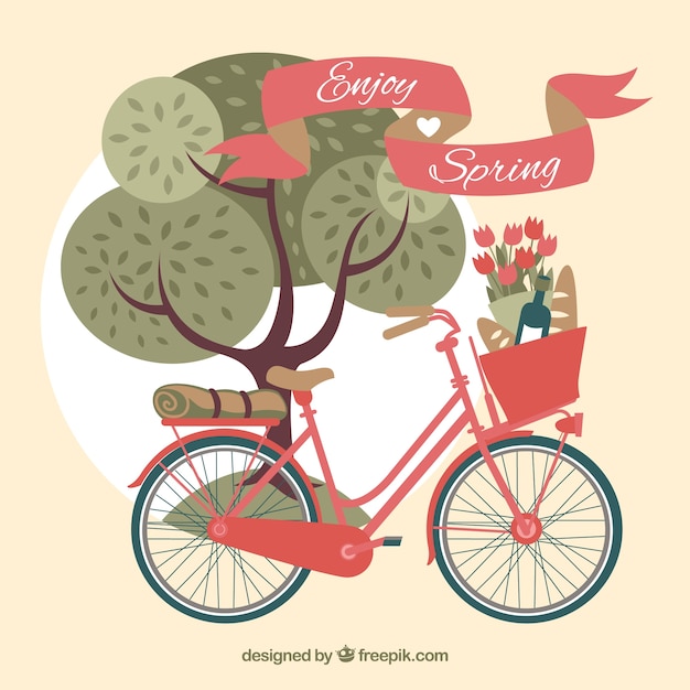 Free Vector retro bycicle for springtime