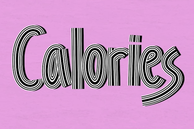 Free Vector retro calories lettering  concentric effect font calligraphy