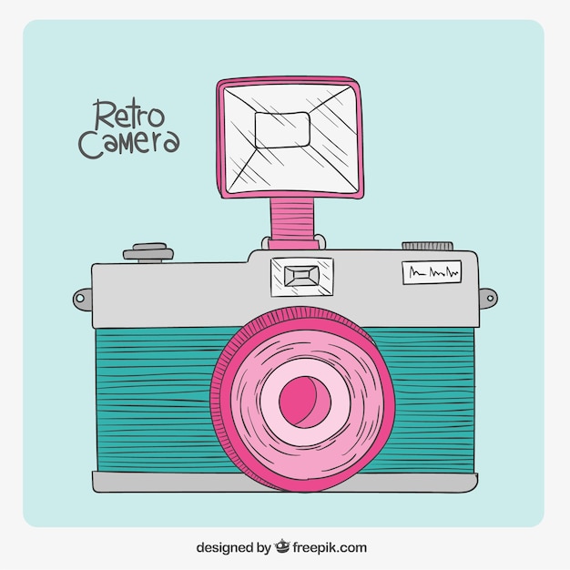 Free Vector retro camera in hand drawn style