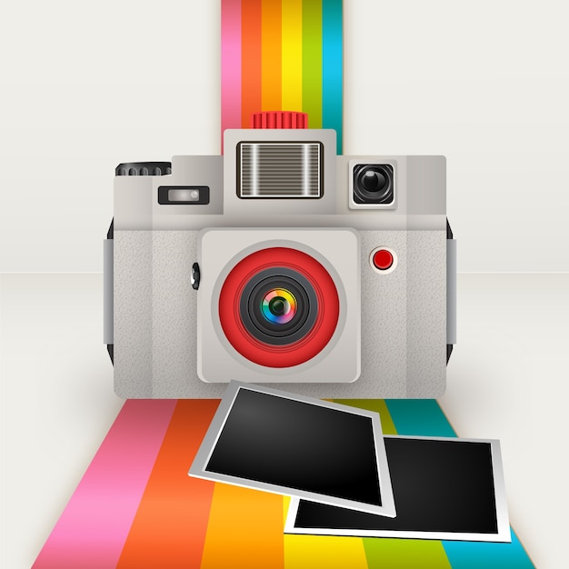 Free Vector retro camera with photo frames