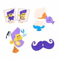 Free vector retro cartoon grooming stickers collection