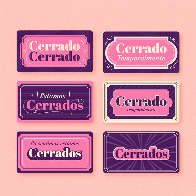 Retro cerrado signboard collection