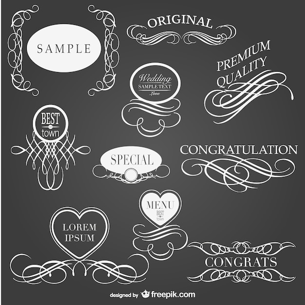 Retro chalkboard elements set 