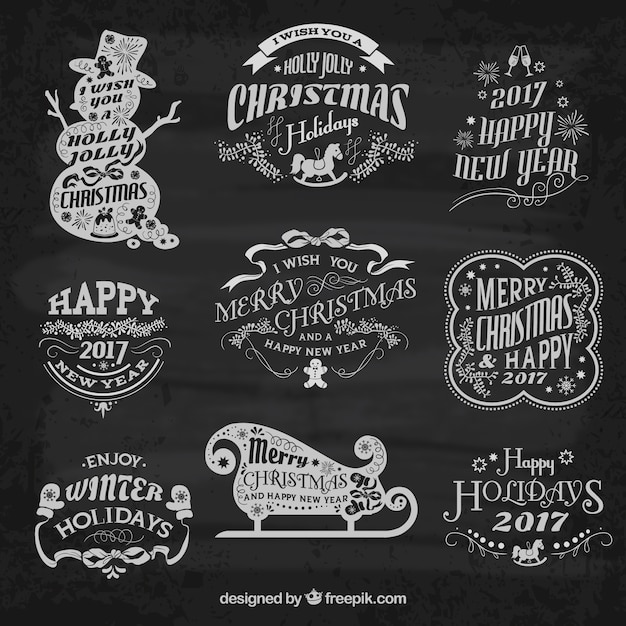 Free Vector retro christmas lettering set