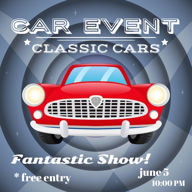 Free Vector retro classic cars show event auto advertising poster vector illustration