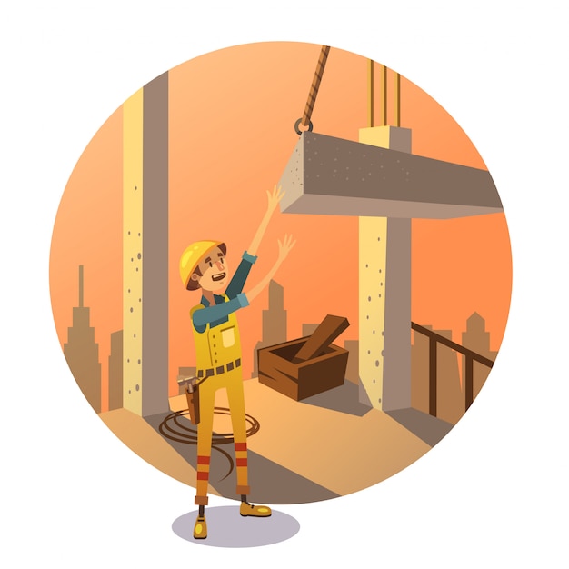 Retro construction cartoon