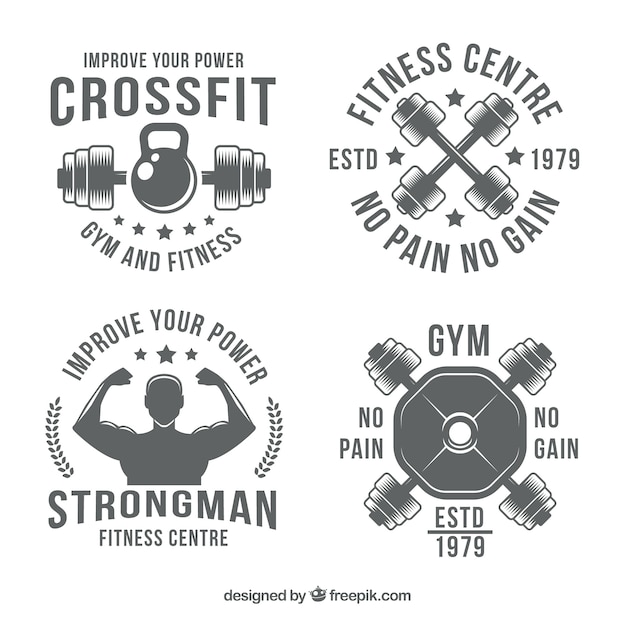 Retro crossfit stickers pack