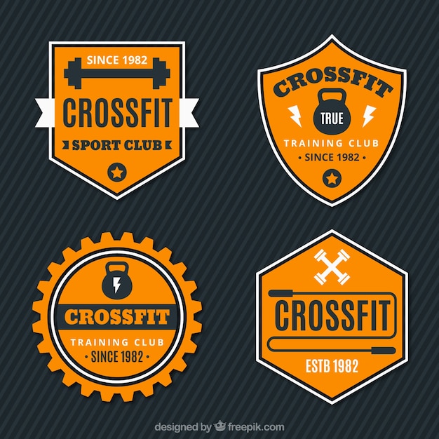 Retro crossfit stickers set