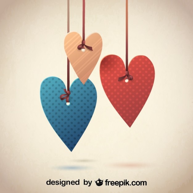 Free vector retro decorative hearts design for valentine's day