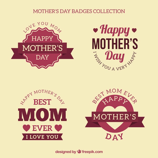 Free Vector retro decorative mother day stickers