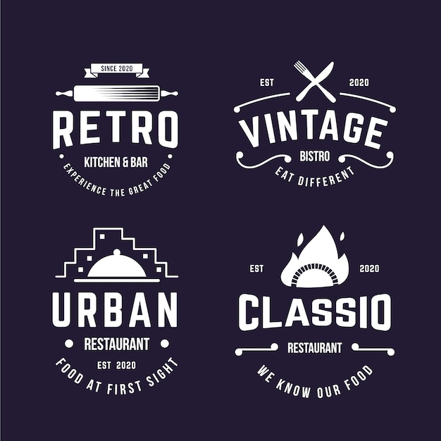 Free Vector retro design for logo pack