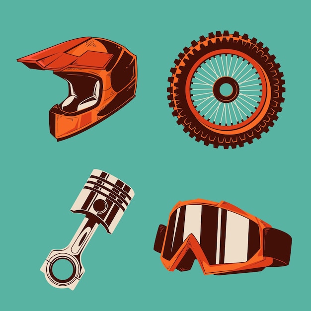 Free Vector retro design motocross elements