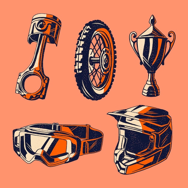 Retro design motocross elements