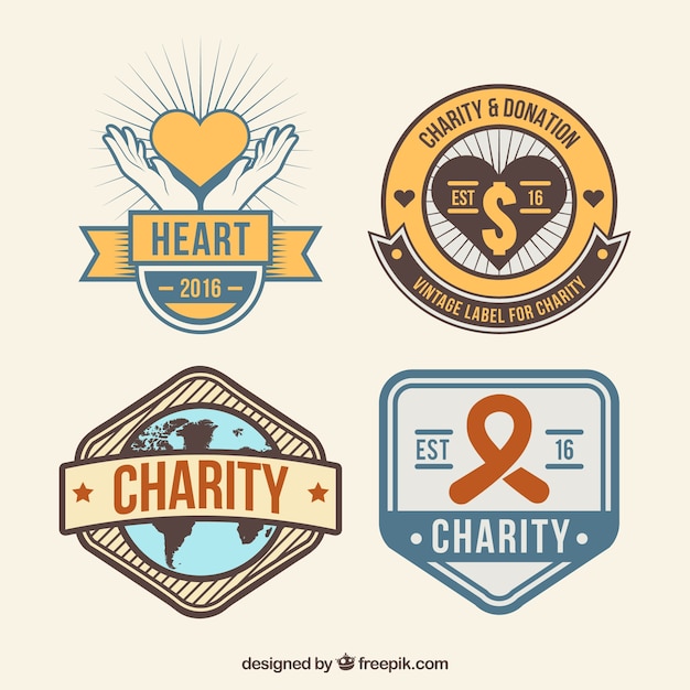 Retro donation labels in flat design 