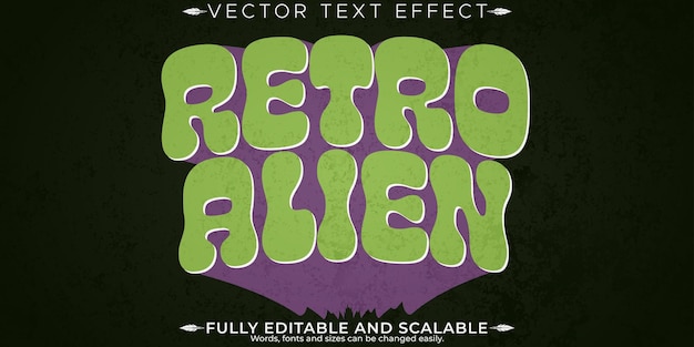 Free Vector retro editable text effect editable alien and space text style