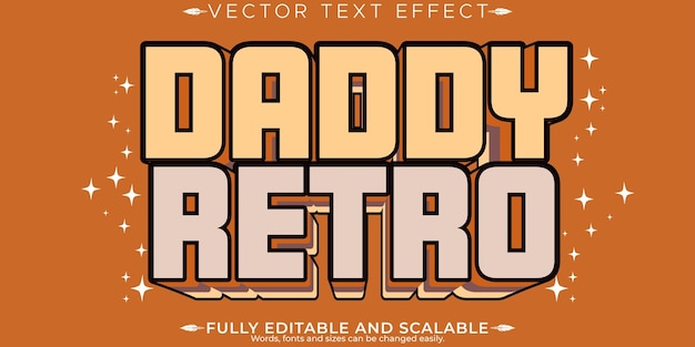 Free Vector retro editable text effect editable daddy and vintage text style