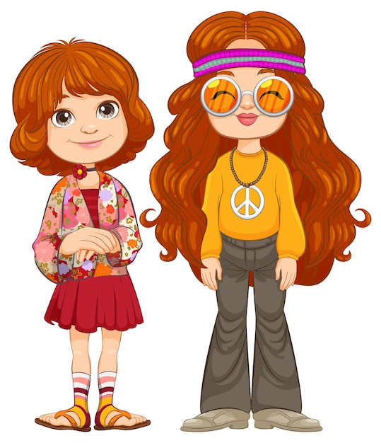 Free Vector retro fashion girls vector illustration