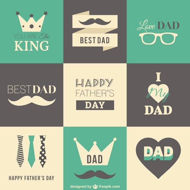 Retro fathers day badges