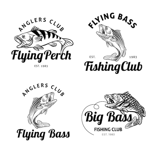 Free vector retro fishing badge collection