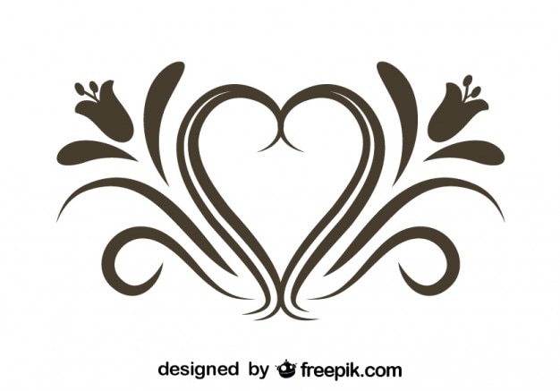 Free Vector retro floral heart ornamental graphic element