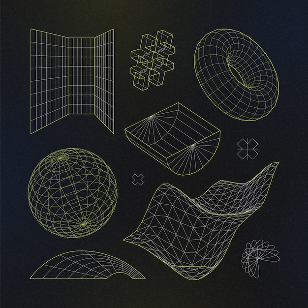 Free vector retro futuristic 3d mesh element