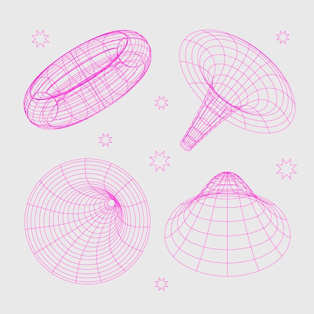 Free Vector retro futuristic 3d mesh element