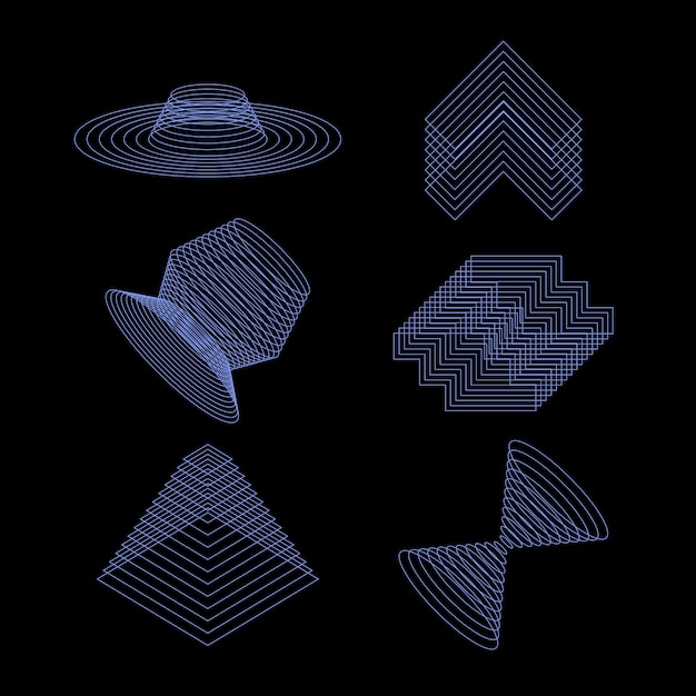 Retro futuristic 3d mesh element