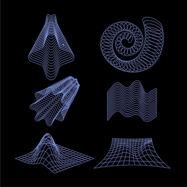 Retro futuristic 3d mesh element