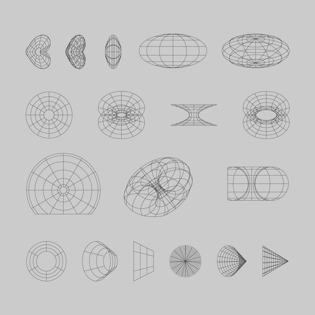 Free Vector retro futuristic 3d mesh element