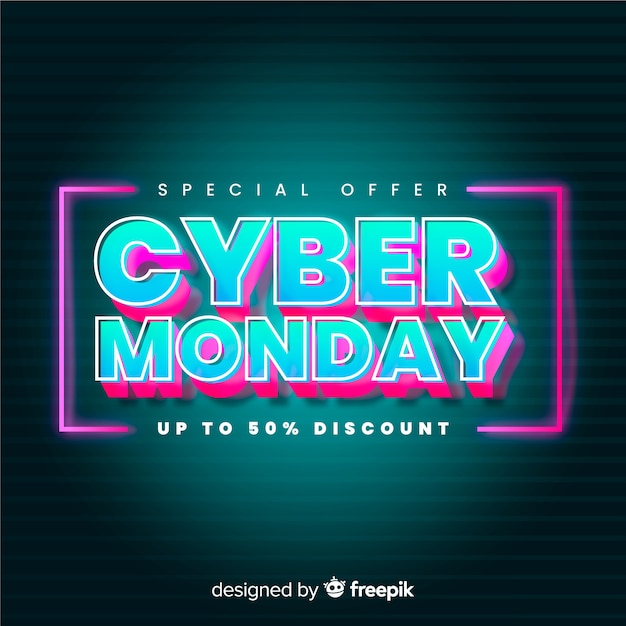 Retro futuristic banner cyber monday