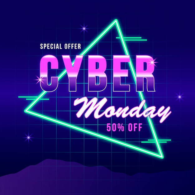 Retro futuristic cyber monday concept