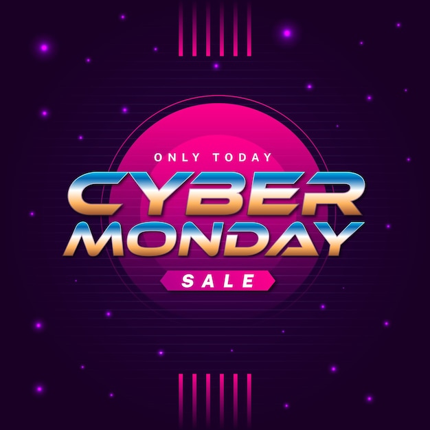 Retro futuristic cyber monday concept