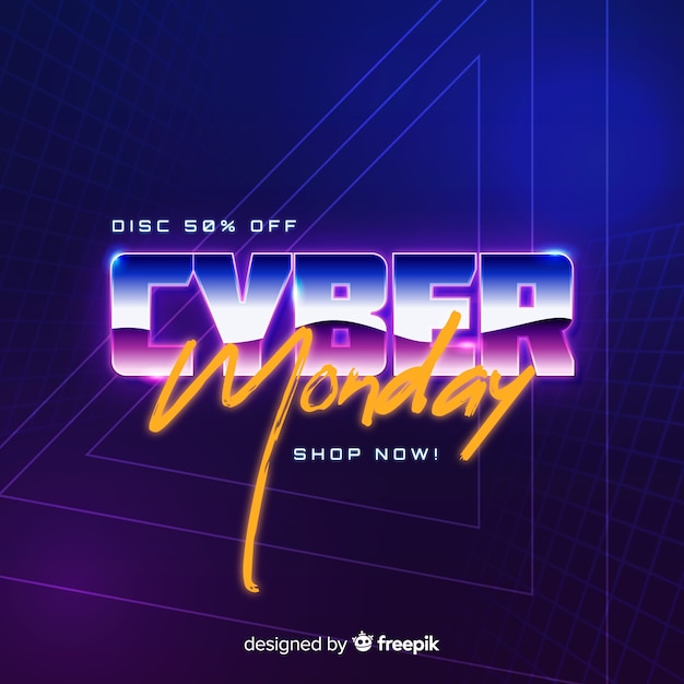 Retro futuristic cyber monday concept