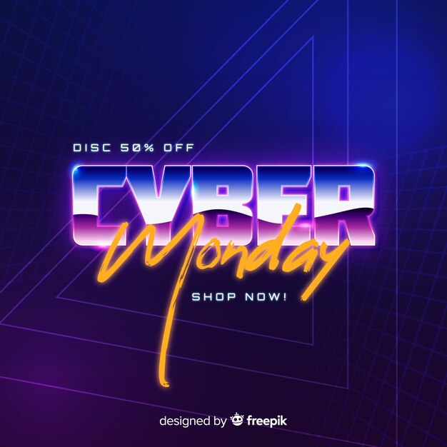 Retro futuristic cyber monday concept