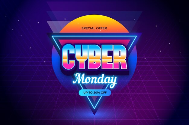 Retro futuristic cyber monday eighties effect