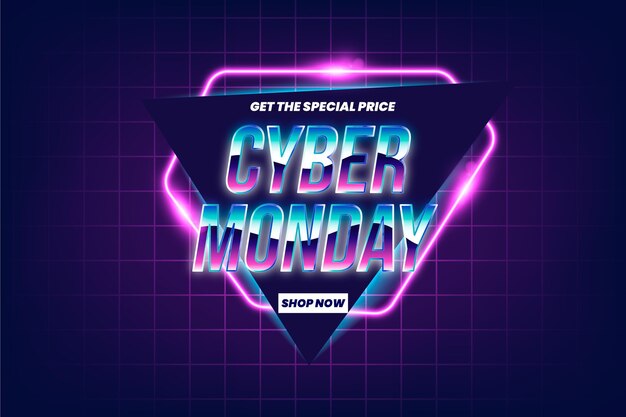 Retro futuristic cyber monday sale promo