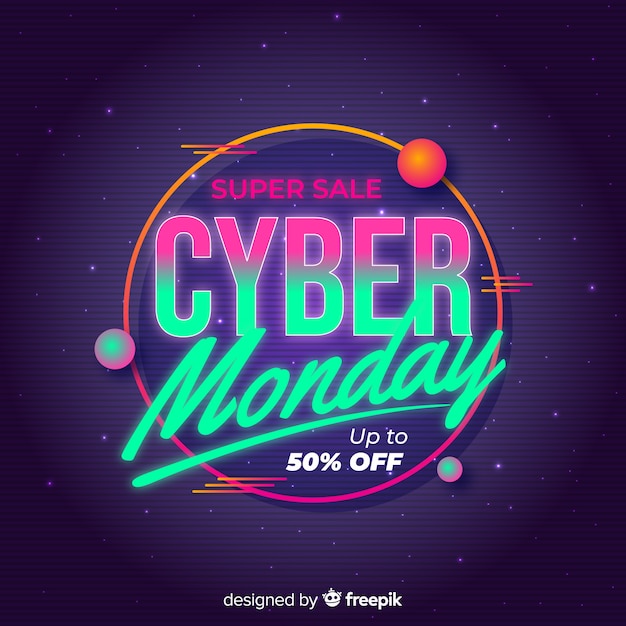 Free Vector retro futuristic cyber monday