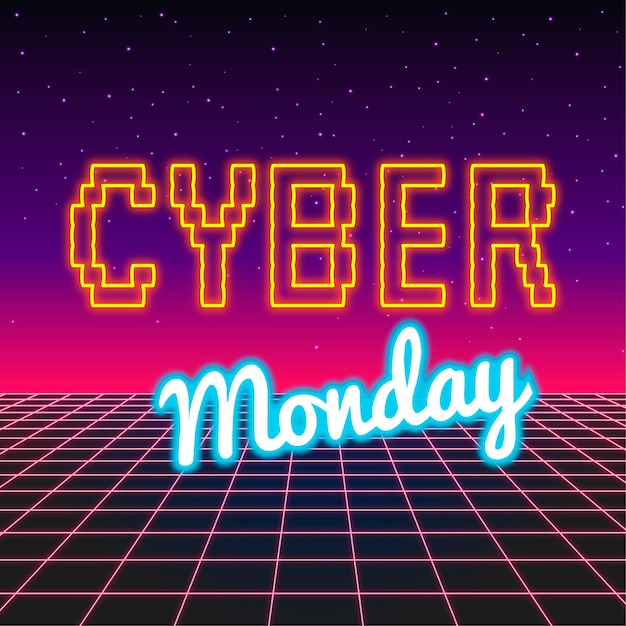 Free vector retro futuristic cyber monday