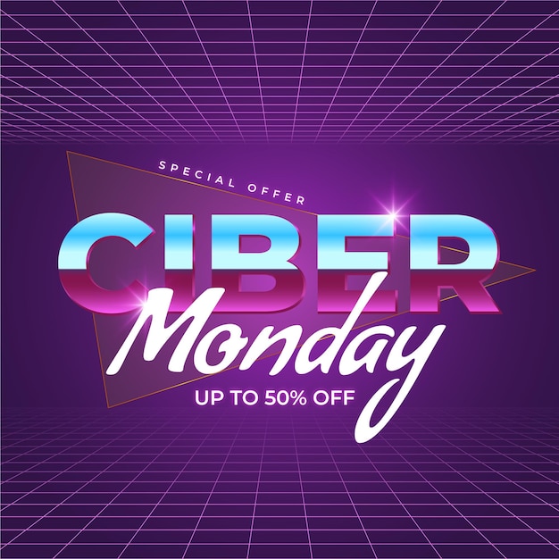 Retro futuristic cyber monday